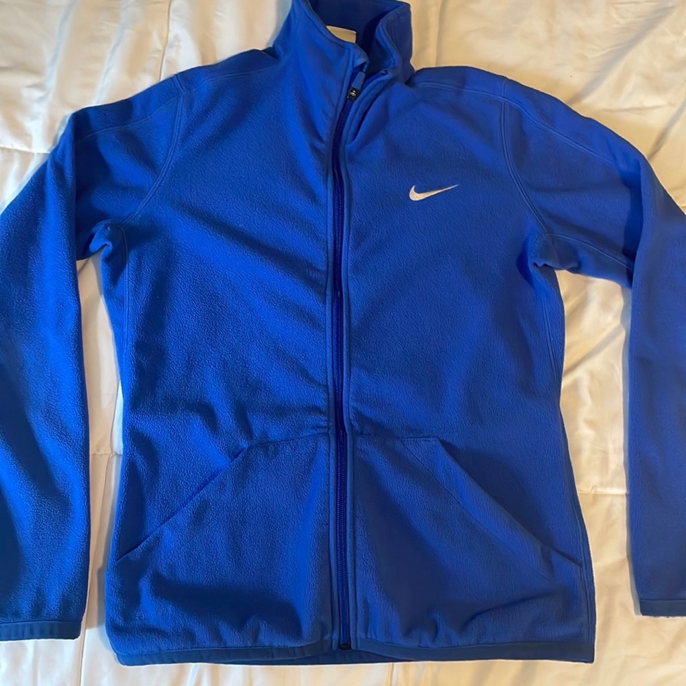 Nike fleece zip up. Royal blue. Women’s size M